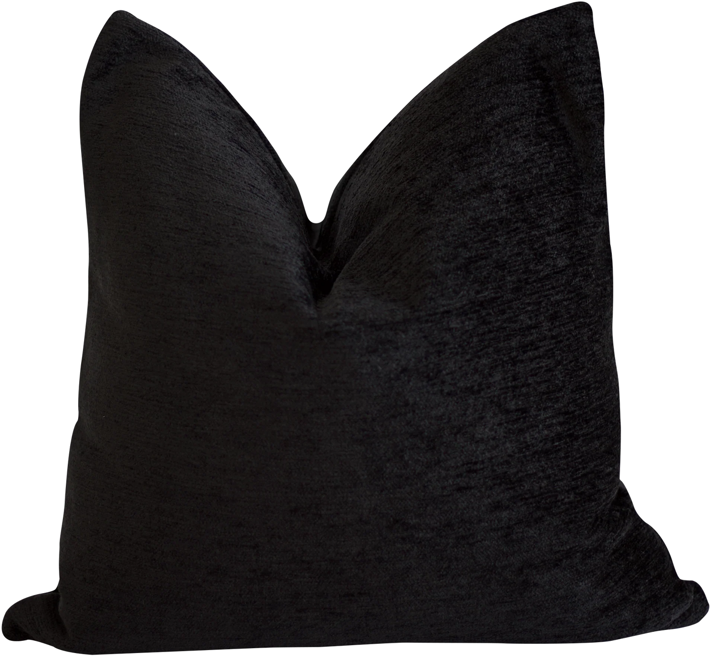 Black chenille throw pillow with a soft, textured finish