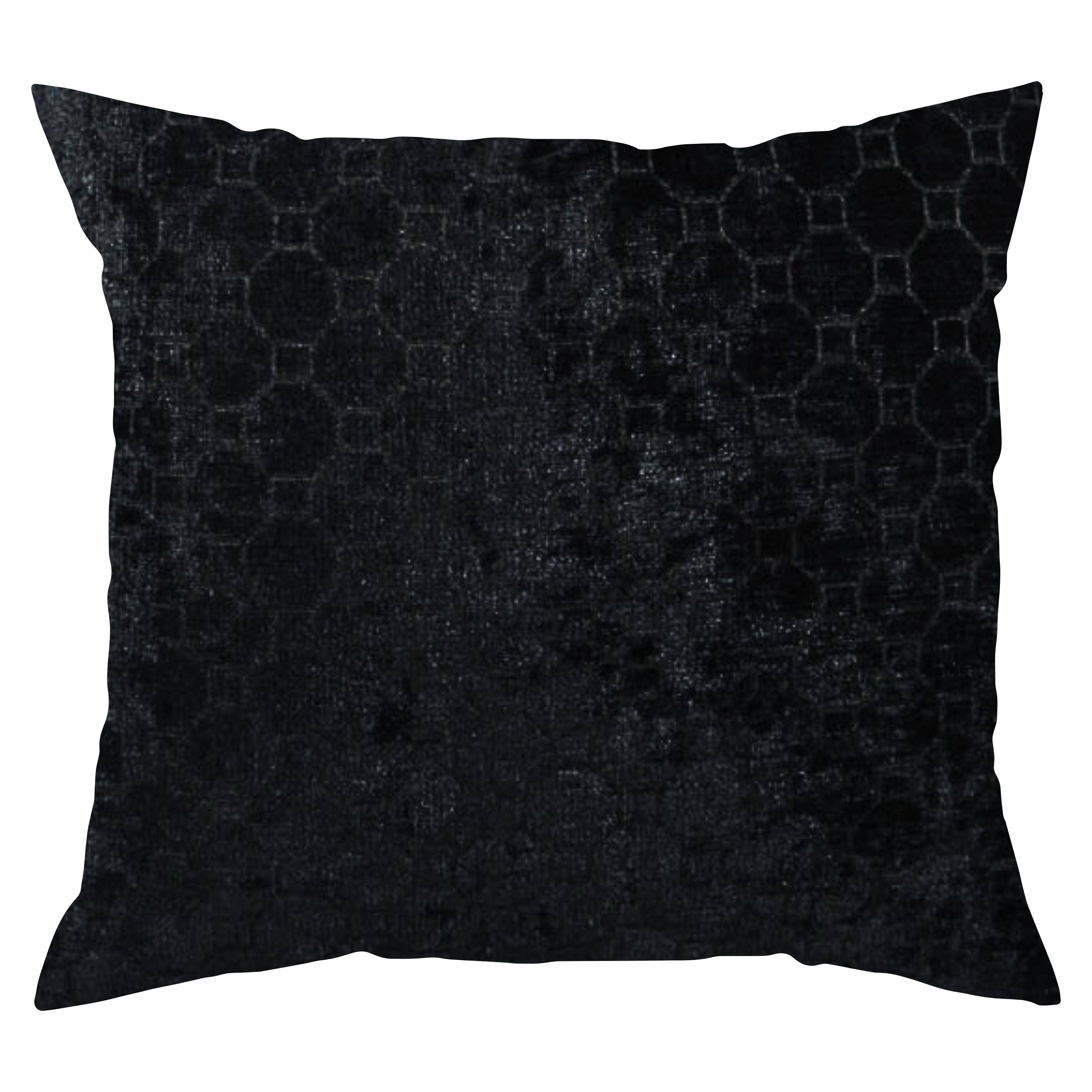A square-shaped black onyx decorative pillow with a textured pattern
