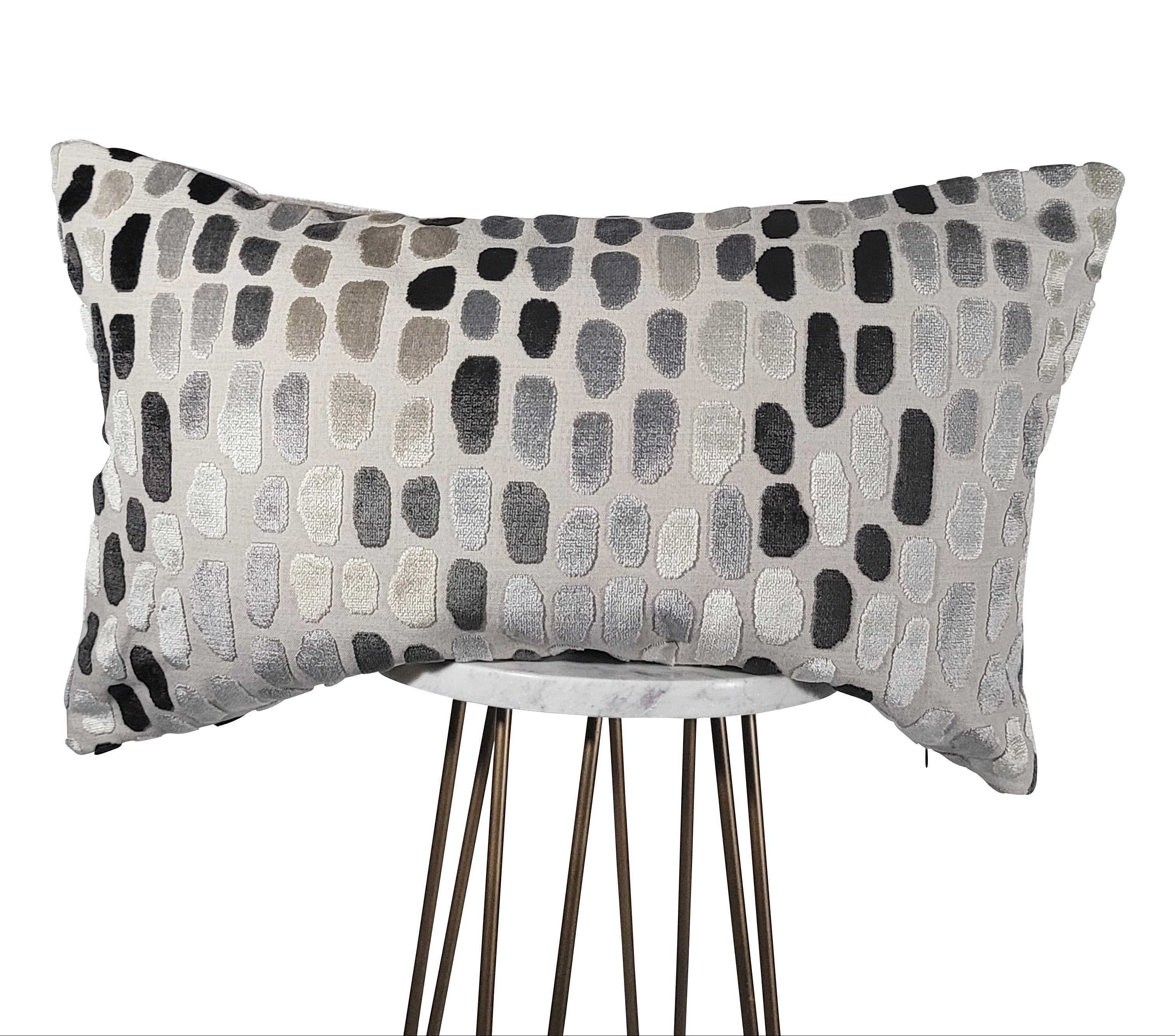 Gray Pebble Throw Pillow | Patterned Gray Decorative Pillow Cover | Makena Decor