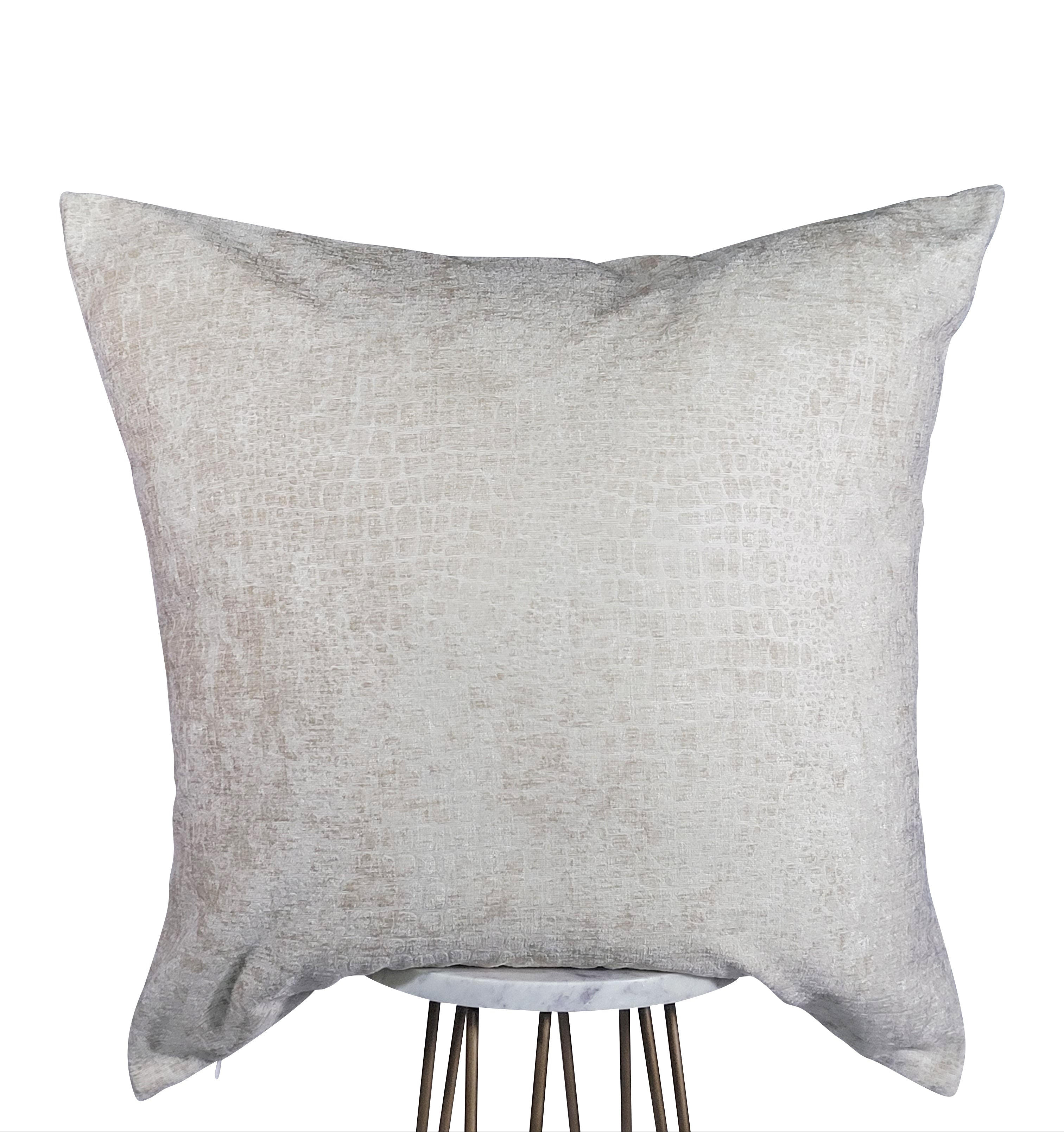 Ivory snake skin square throw pillow, on display | Makena Decor