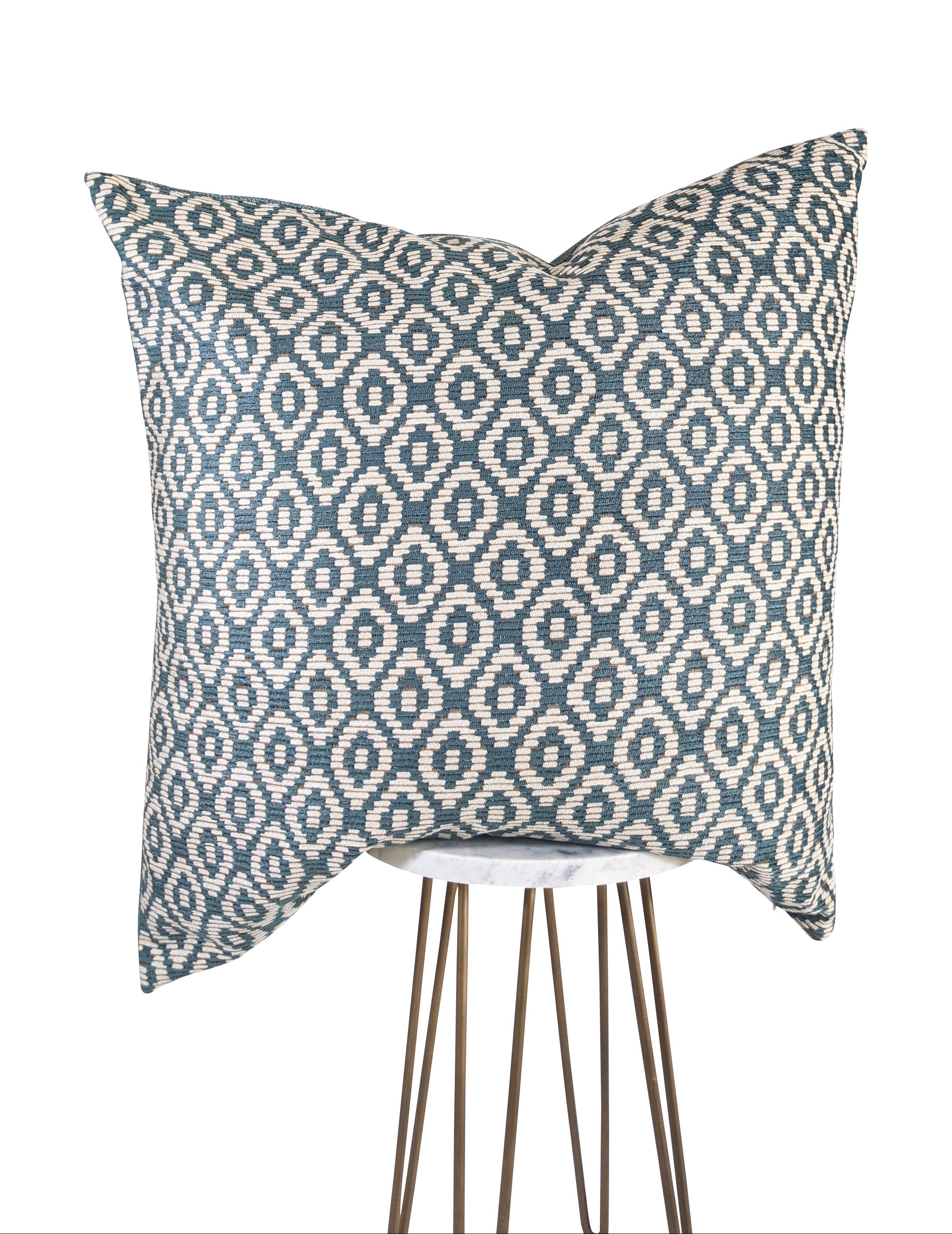 Teal and Beige Geometric Pillow