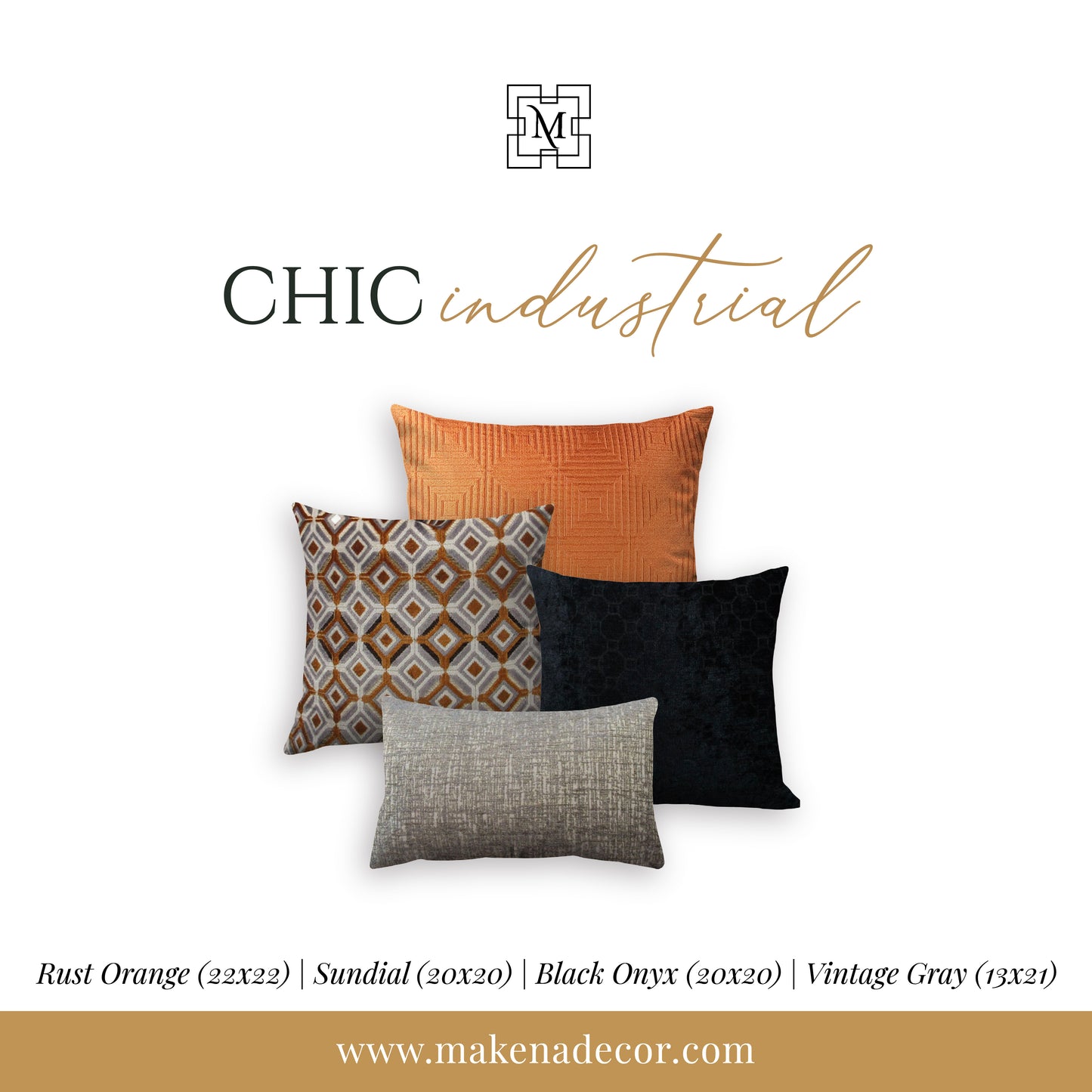 Chic Industrial Set | 4 Pillow Covers