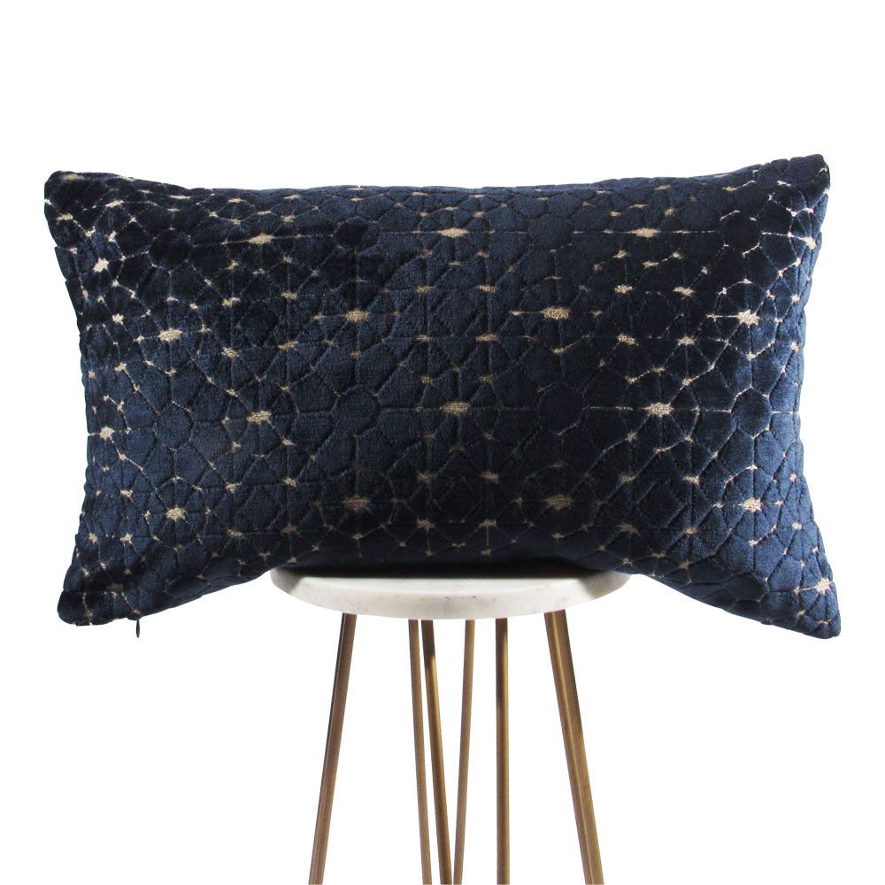 Blue Compass Pillow | Geometric Velvet Decorative Pillow Cover | Makena Decor
