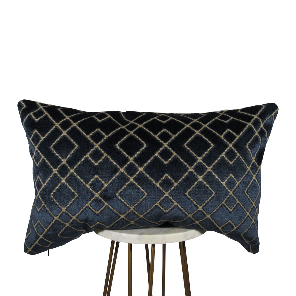 Midnight blue velvet luxury lumbar pillow | Makena Decor