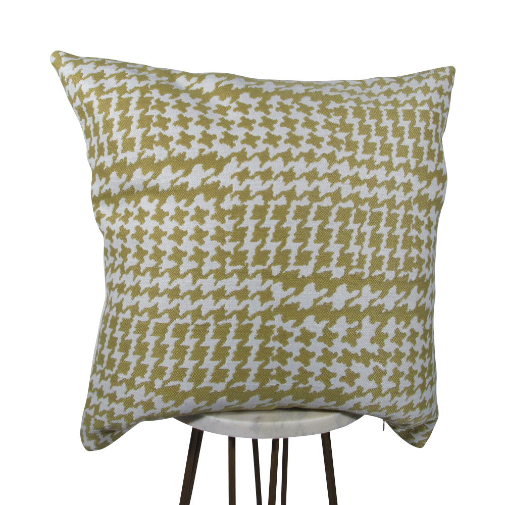 Mustard houndstooth designer throw pillow | Makena Decor
