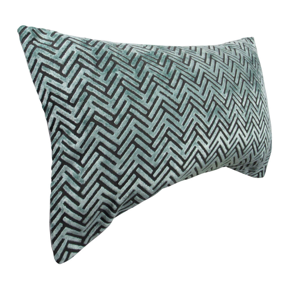 Seafoam green arrows lumbar throw pillow, side view | Makena Decor