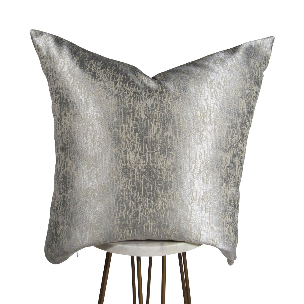 Silver Mist Pillow | Metallic Silver Accent Throw Pillow Cover | Makena Decor