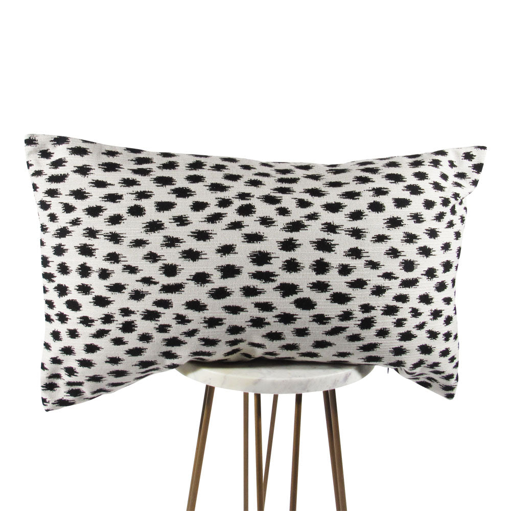White polka dot designer throw pillow | Makena Decor