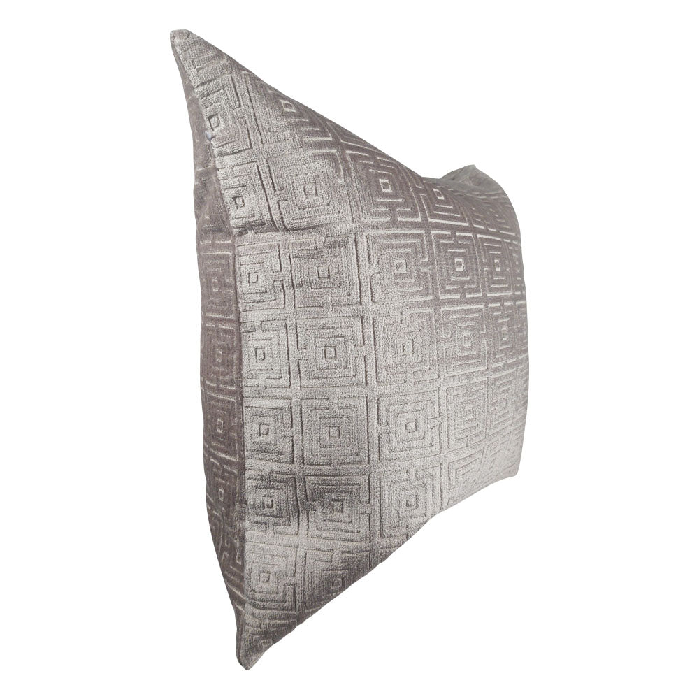 Sterling gray Greek key throw pillow, front view | Makena Decor