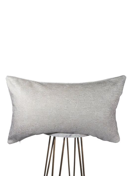 Silver Swirled Cut Velvet Pillow