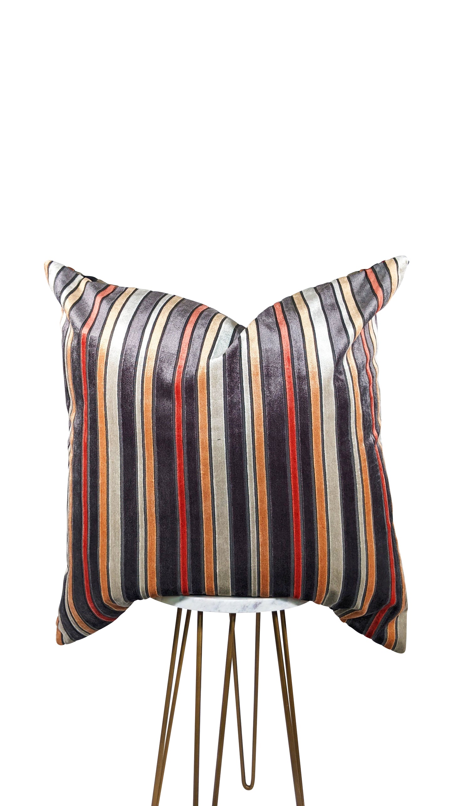 Orange & Gray Stripes Pillow