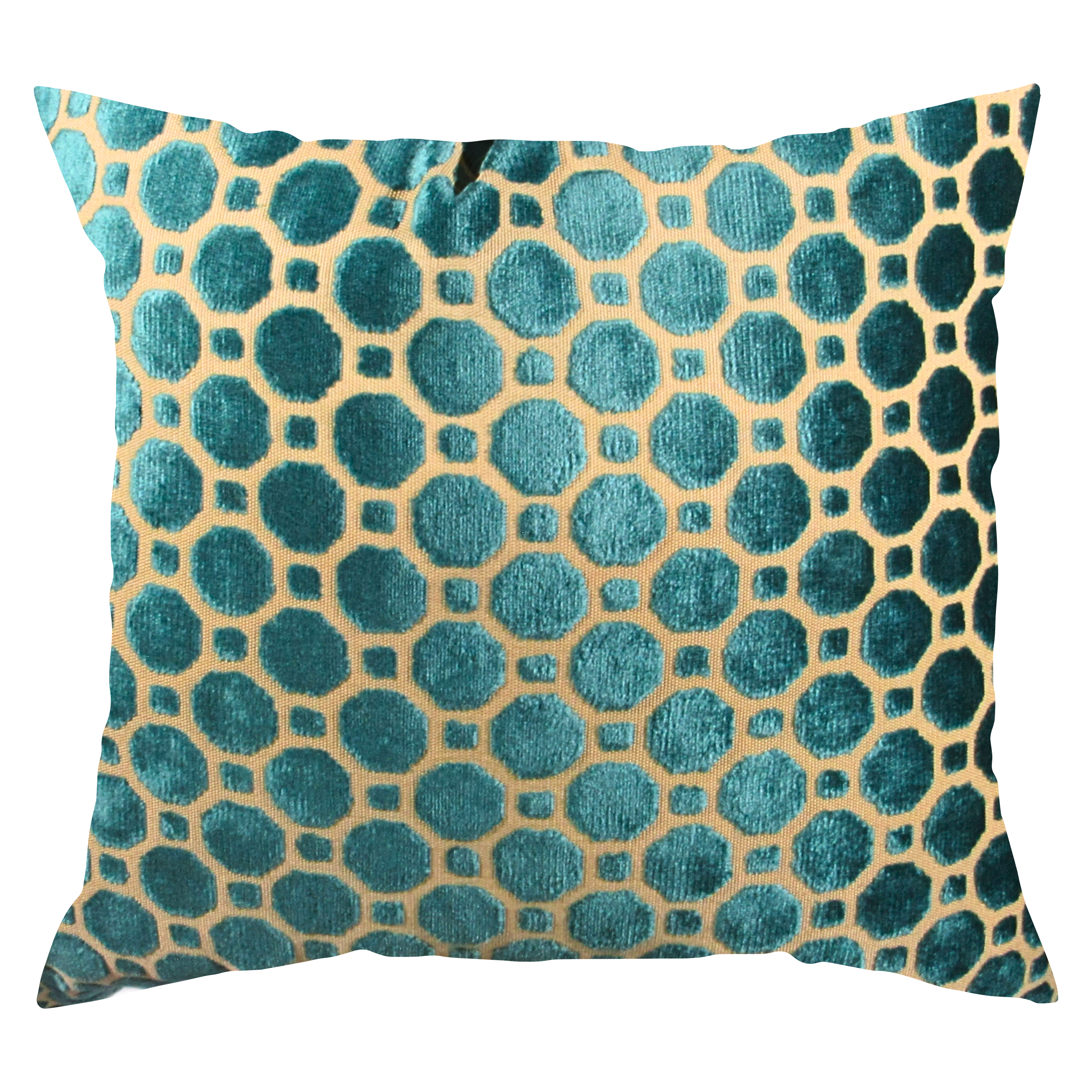 Cyan dots decorative throw pillow, front view | Makena Decor