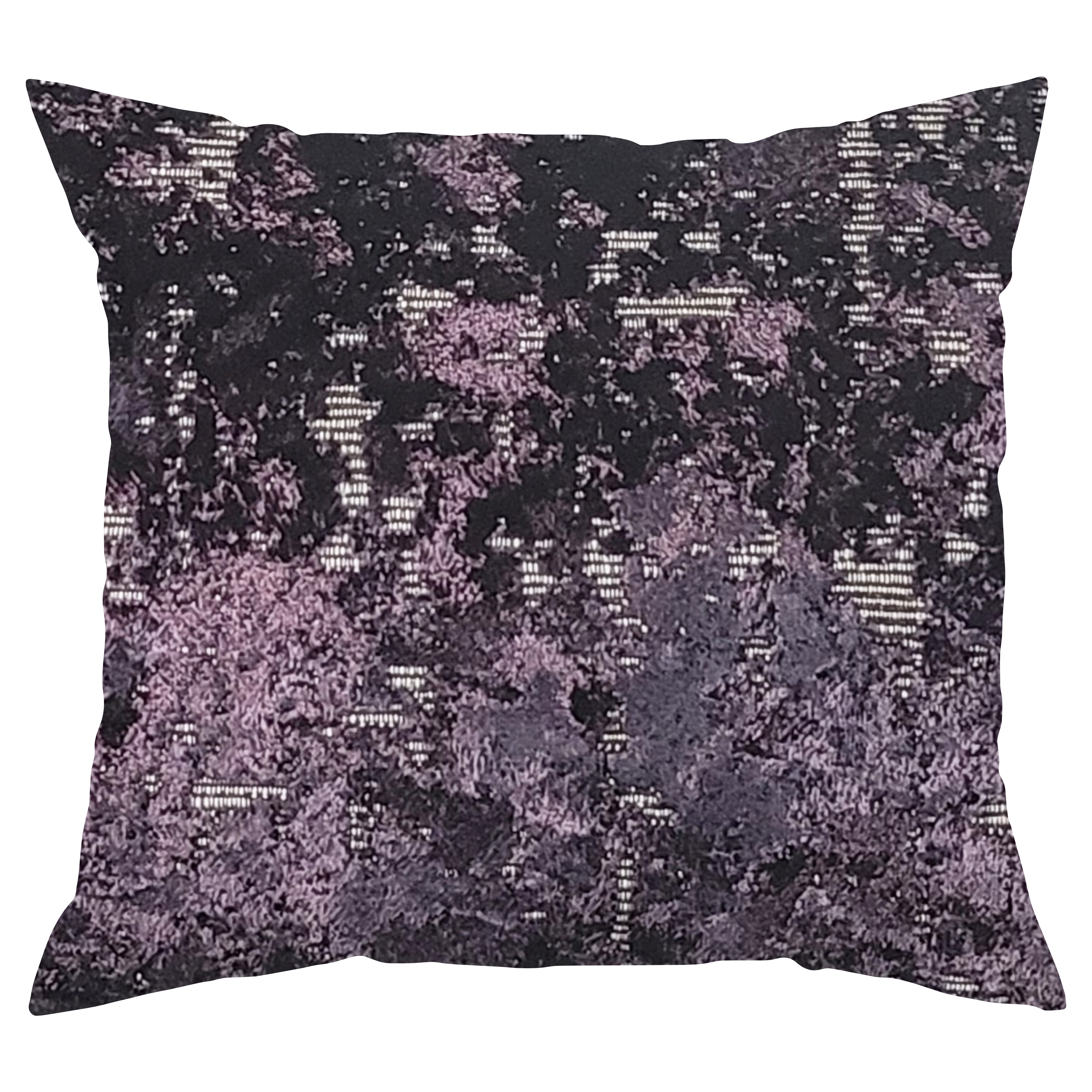 A dark purple crushed velvet decorative pillow with a shiny texture.