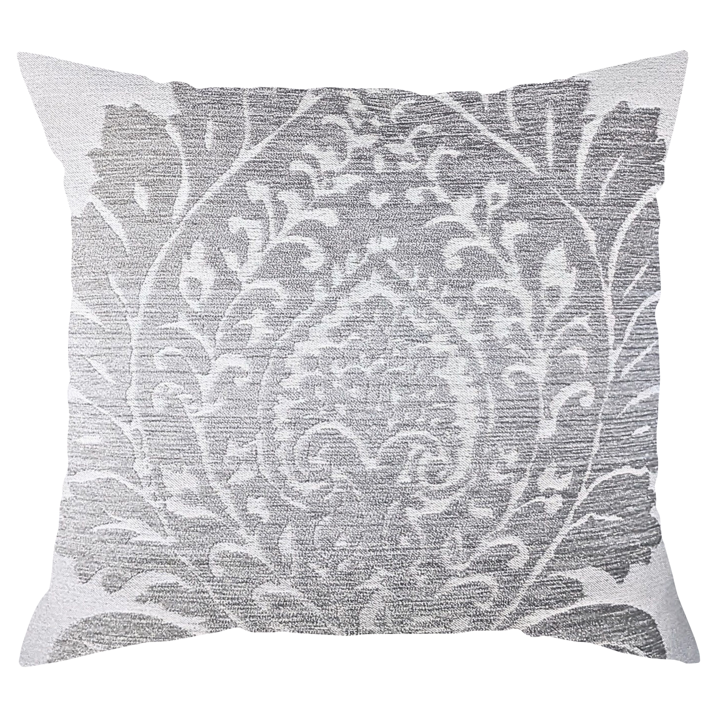 Makena Decor Gray Damask Square Throw Pillow