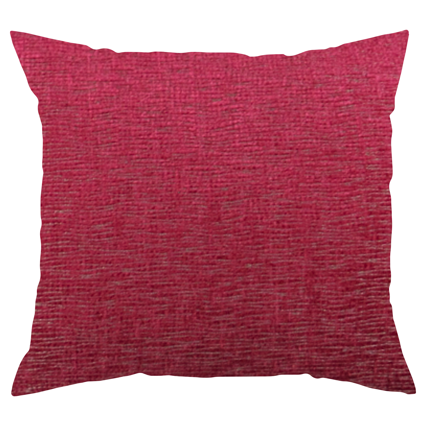 A square-shaped throw pillow with a vibrant magenta color and silver streaks, with a matching silver fabric backing.