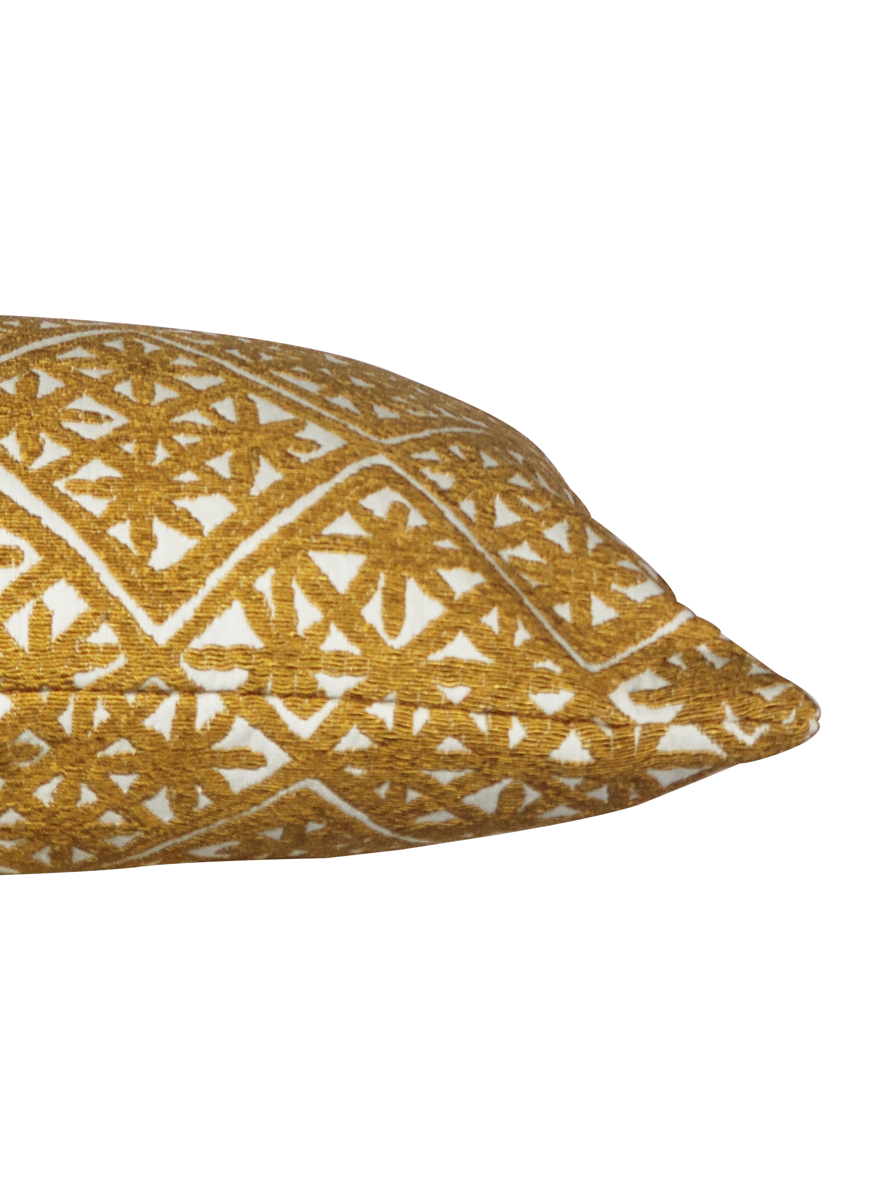 Yellow and White Throw Pillow sideview