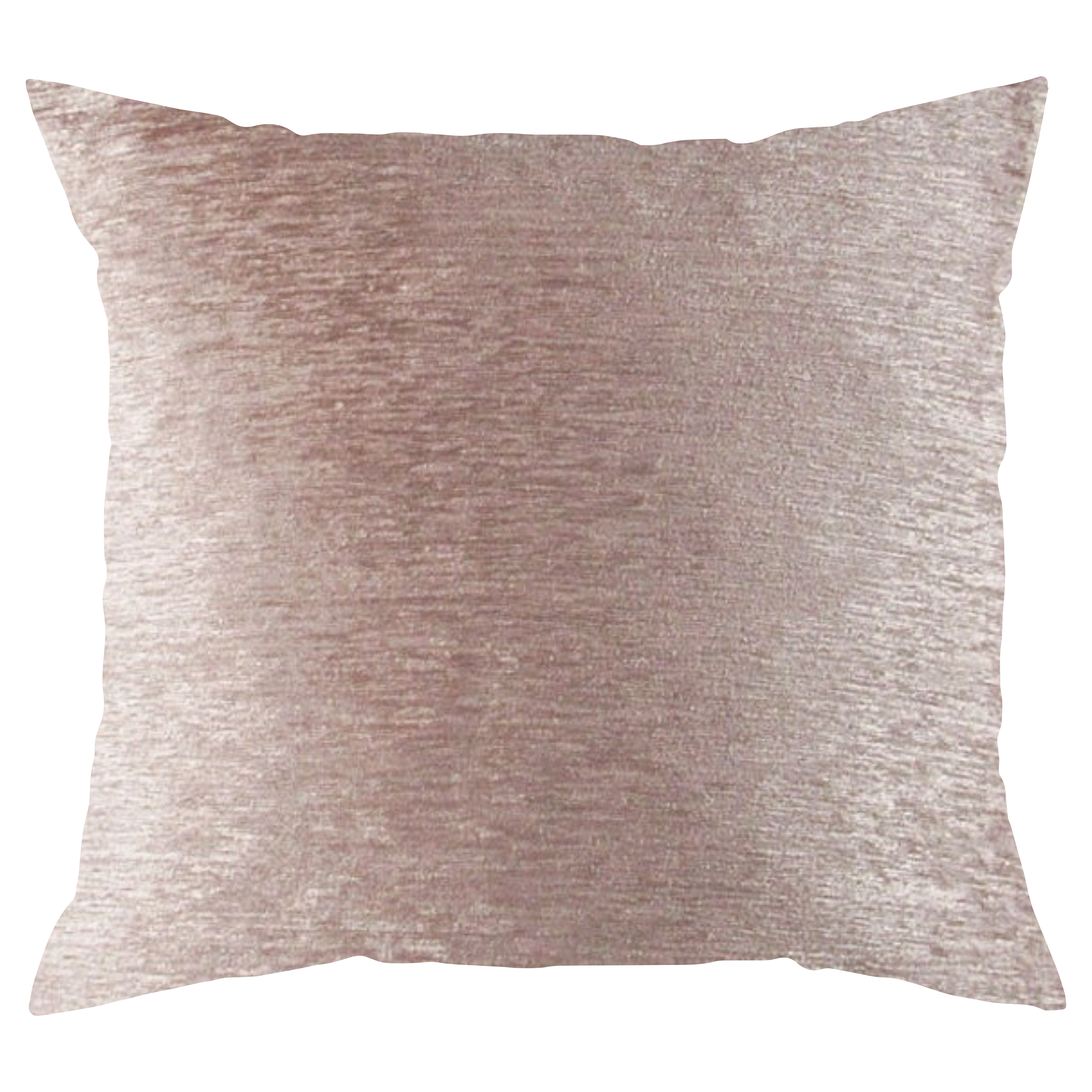 A pastel pink pillow with a velvety texture.