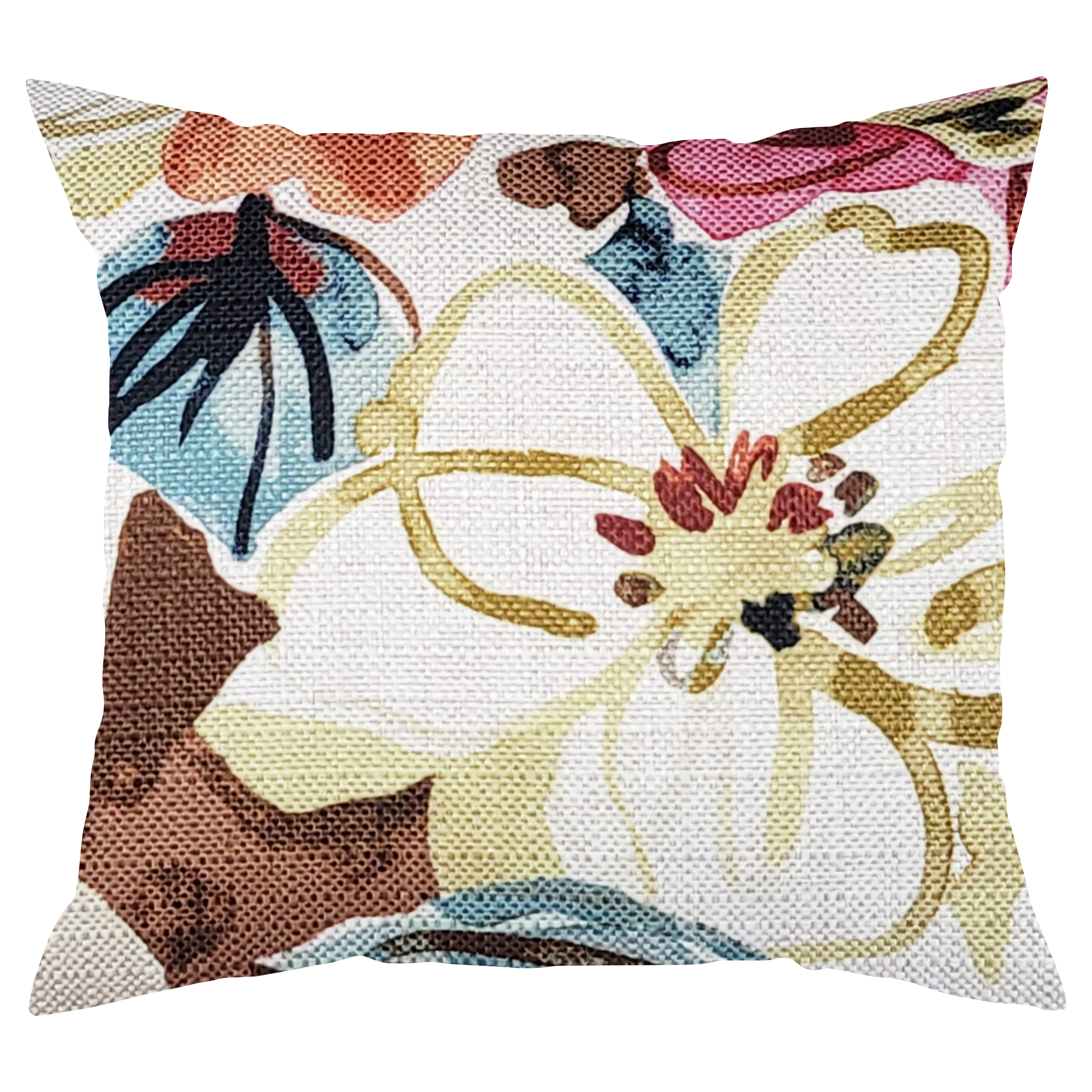 Decorative pillow with floral pattern on a white background
