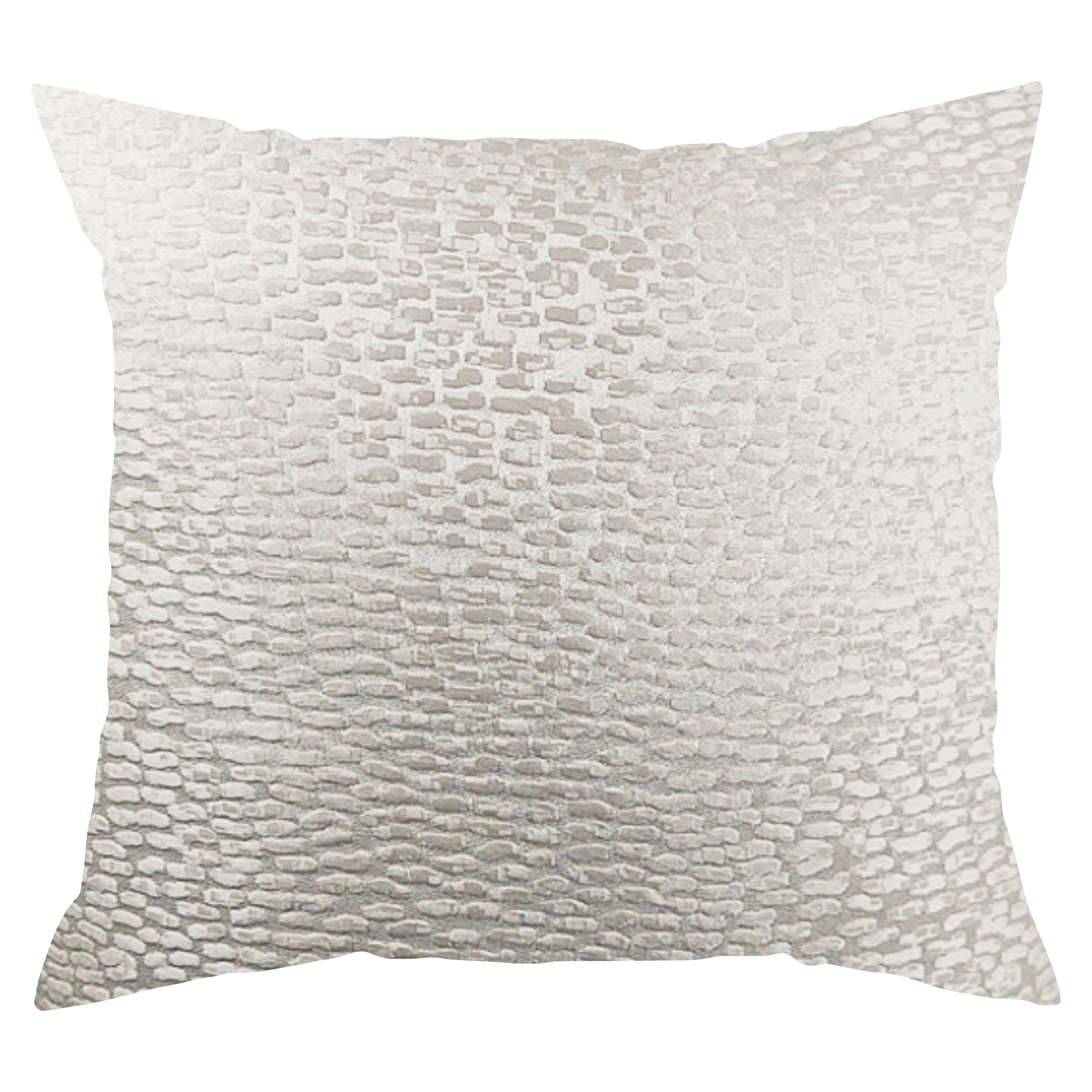 White satin-textured throw pillow cover, front view