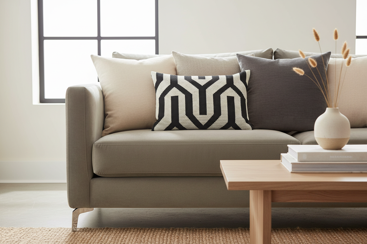 Glamour Pillow Lifestyle - Greige Sofa