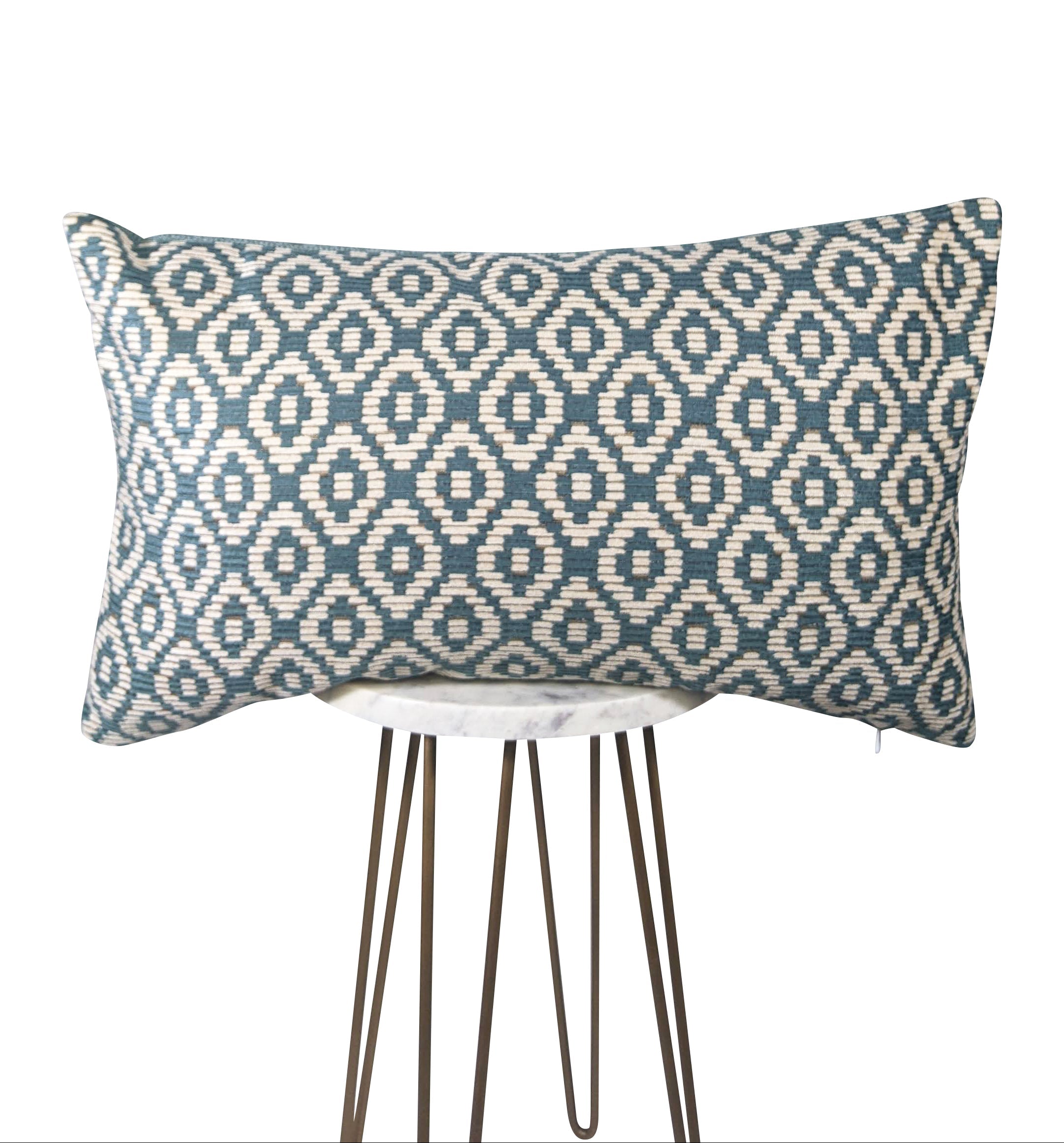 Teal and Beige Geometric Pillow