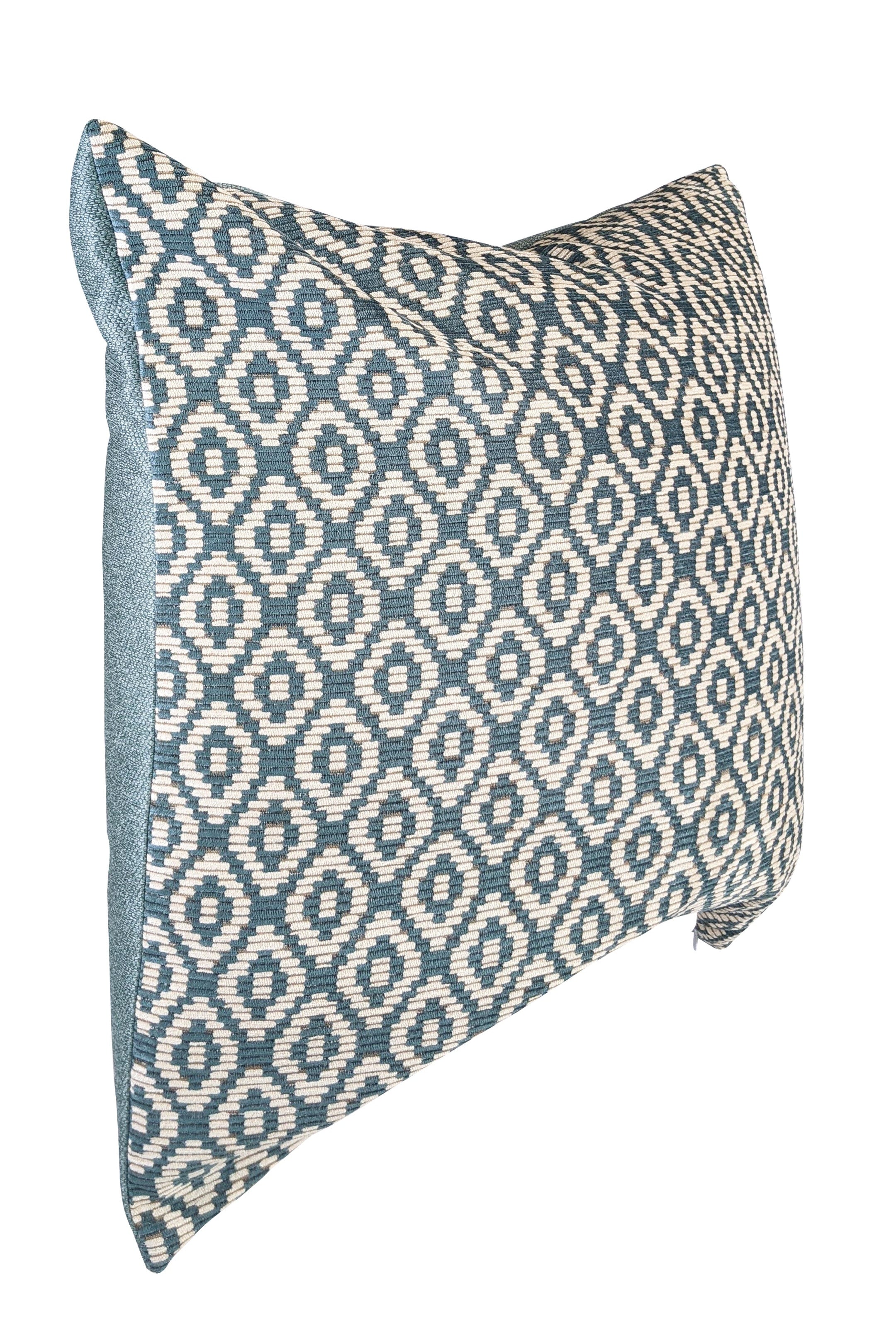 Teal and Beige Geometric Pillow