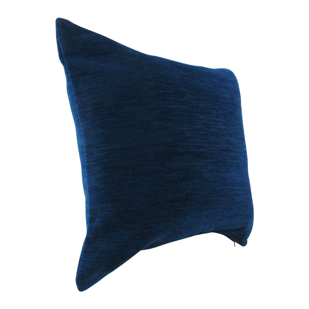 sideview of royal blue chenille pillow