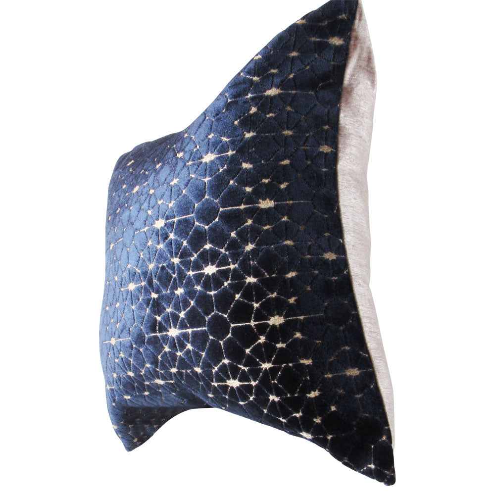 Blue Compass Pillow | Geometric Velvet Decorative Pillow Cover | Makena Decor