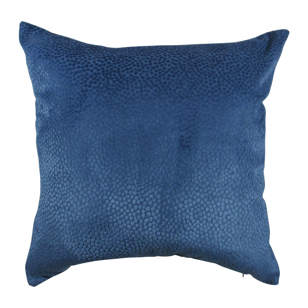 French blue dotted velvet square throw pillow, front view | Makena Decor