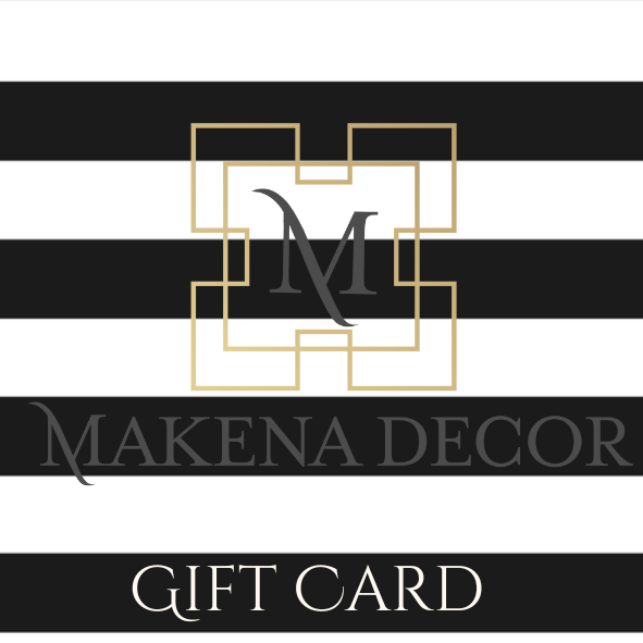 black and white striped Makena Decor gift card