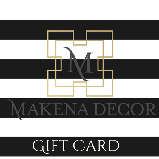 black and white striped Makena Decor gift card