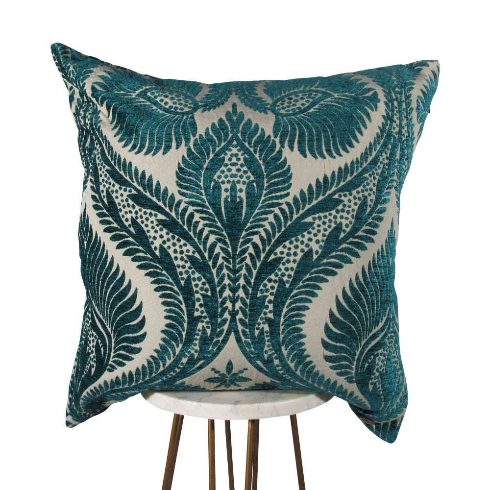 Teal Damask Pillow
