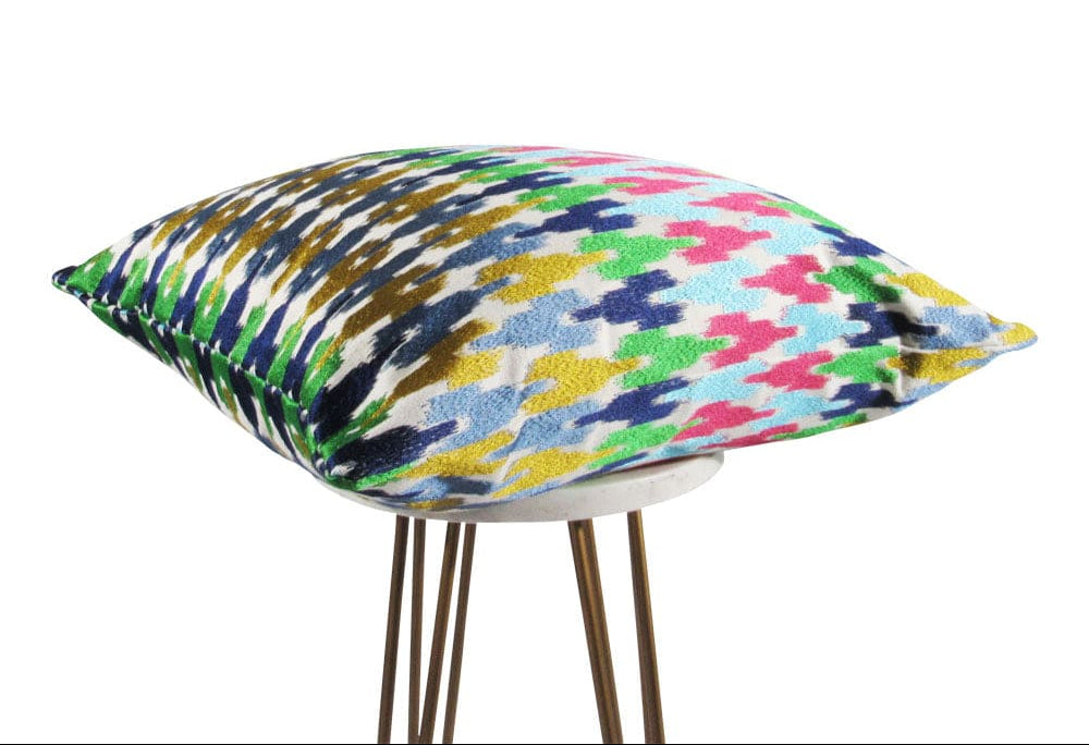 Vivid Jigsaw Pillow | Multicolor Geometric Patterned Pillow Cover | Makena Decor